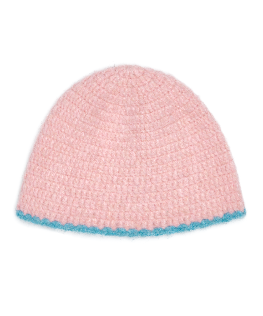 หมวกบีนนี่ HANDMADE FLOWER CROCHET HAT - PINK