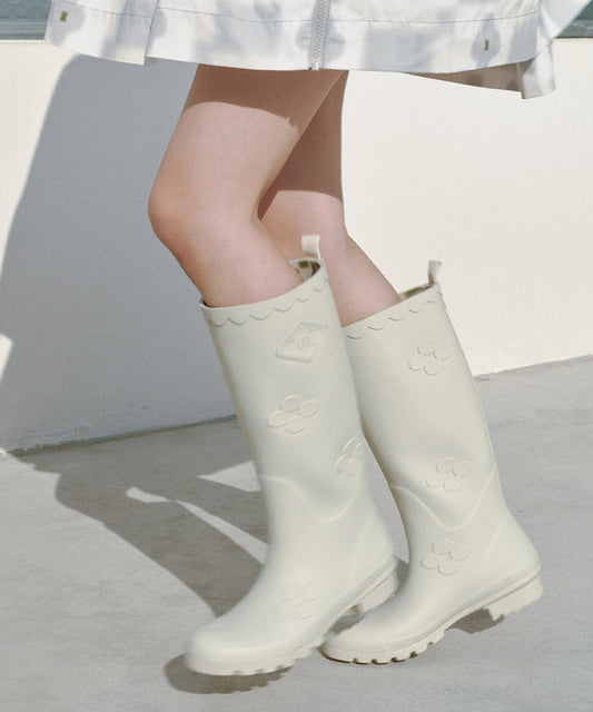 X MINJUKIM FLORAL SHADOW BOOTS LONG - SAGE