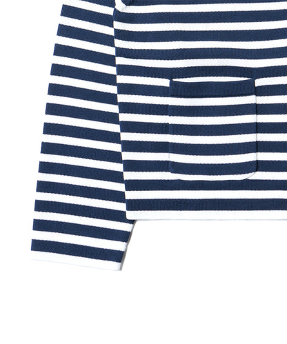 เสื้อคาร์ดิแกน GOLD BUTTON POCKET CARDIGAN - NAVY STRIPE