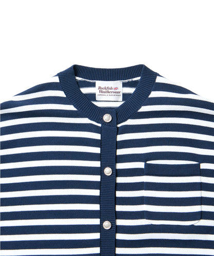 เสื้อคาร์ดิแกน GOLD BUTTON POCKET CARDIGAN - NAVY STRIPE