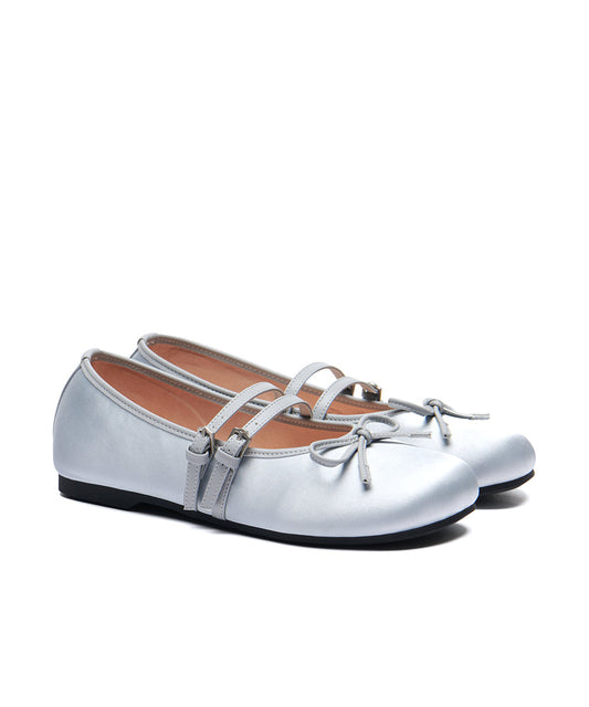 รองเท้าแมรี่เจน SQUARE TOE TWO STRAP MARYJANE SATIN - BLUE