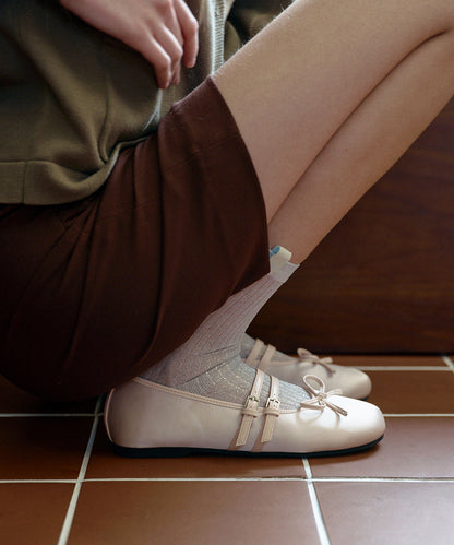 รองเท้าแมรี่เจน SQUARE TOE TWO STRAP MARYJANE SATIN - PINK