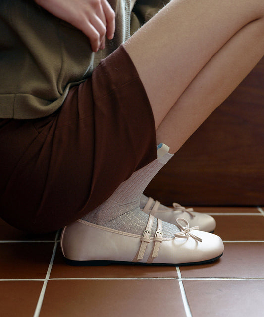 รองเท้าแมรี่เจน SQUARE TOE TWO STRAP MARYJANE SATIN - PINK
