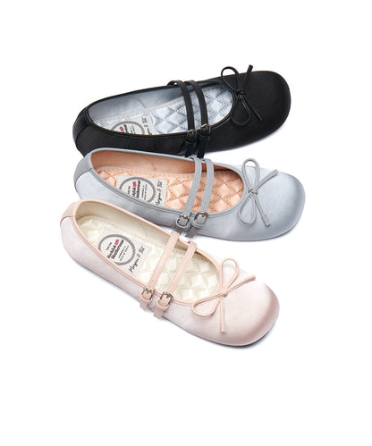 รองเท้าแมรี่เจน SQUARE TOE TWO STRAP MARYJANE SATIN - PINK