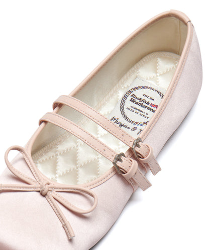 รองเท้าแมรี่เจน SQUARE TOE TWO STRAP MARYJANE SATIN - PINK