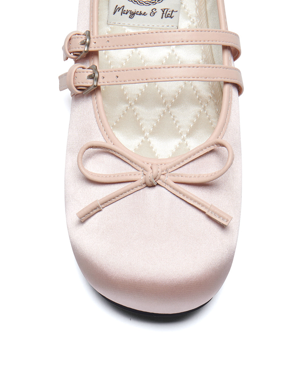 รองเท้าแมรี่เจน SQUARE TOE TWO STRAP MARYJANE SATIN - PINK