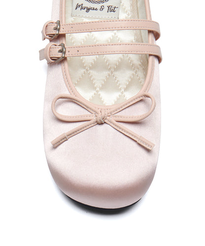 รองเท้าแมรี่เจน SQUARE TOE TWO STRAP MARYJANE SATIN - PINK