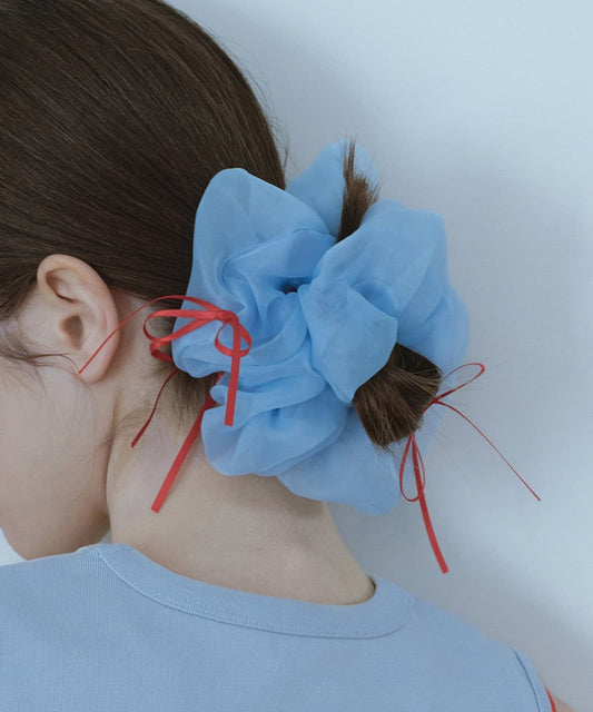 RIBBON ORGANZA SCRUNCHIE - BLUE