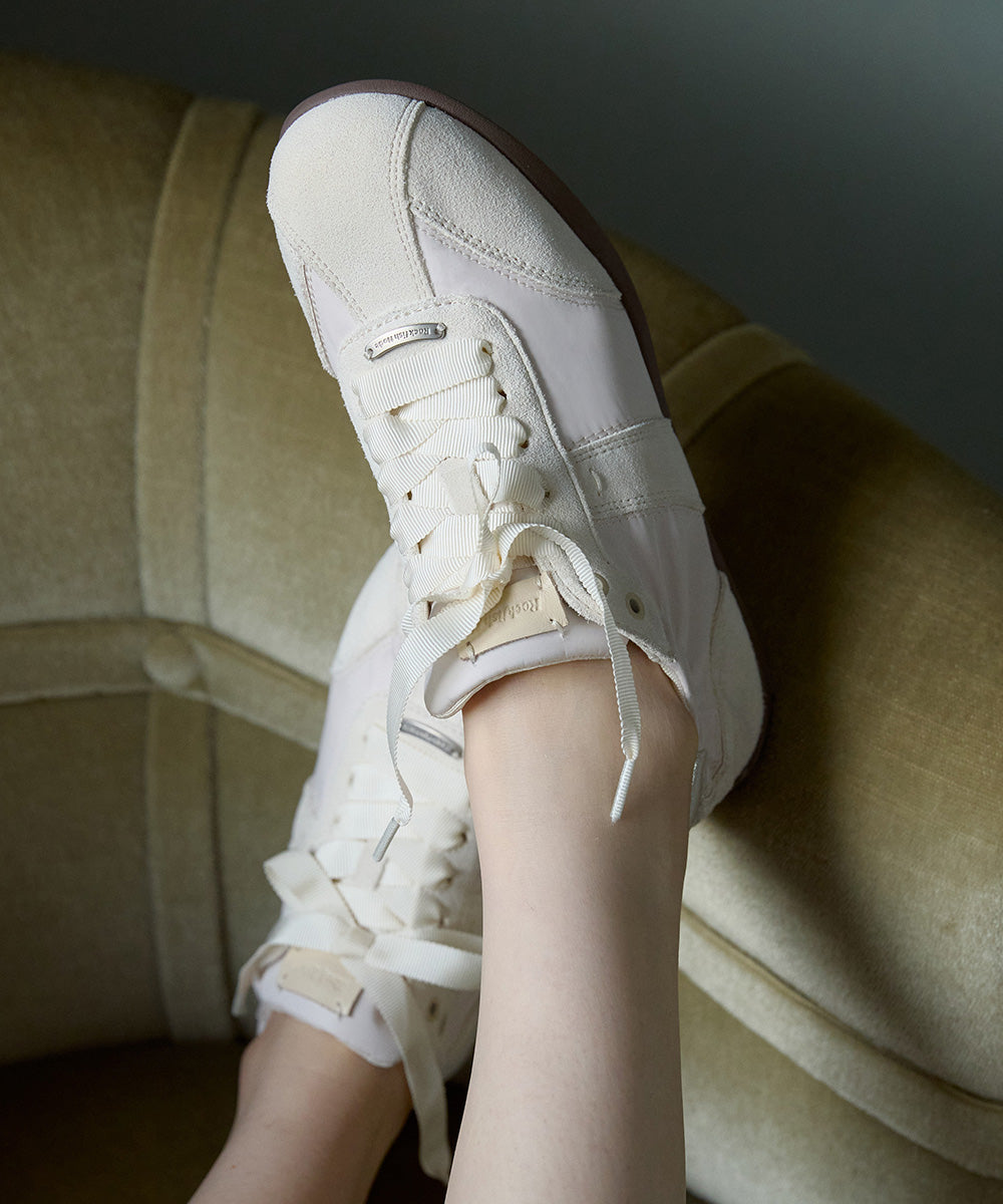 รองเท้าผ้าใบ SCRUNCH FLAT SNEAKERS - BEIGE