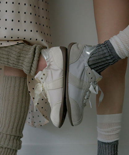 รองเท้าผ้าใบ SCRUNCH FLAT SNEAKERS - BEIGE