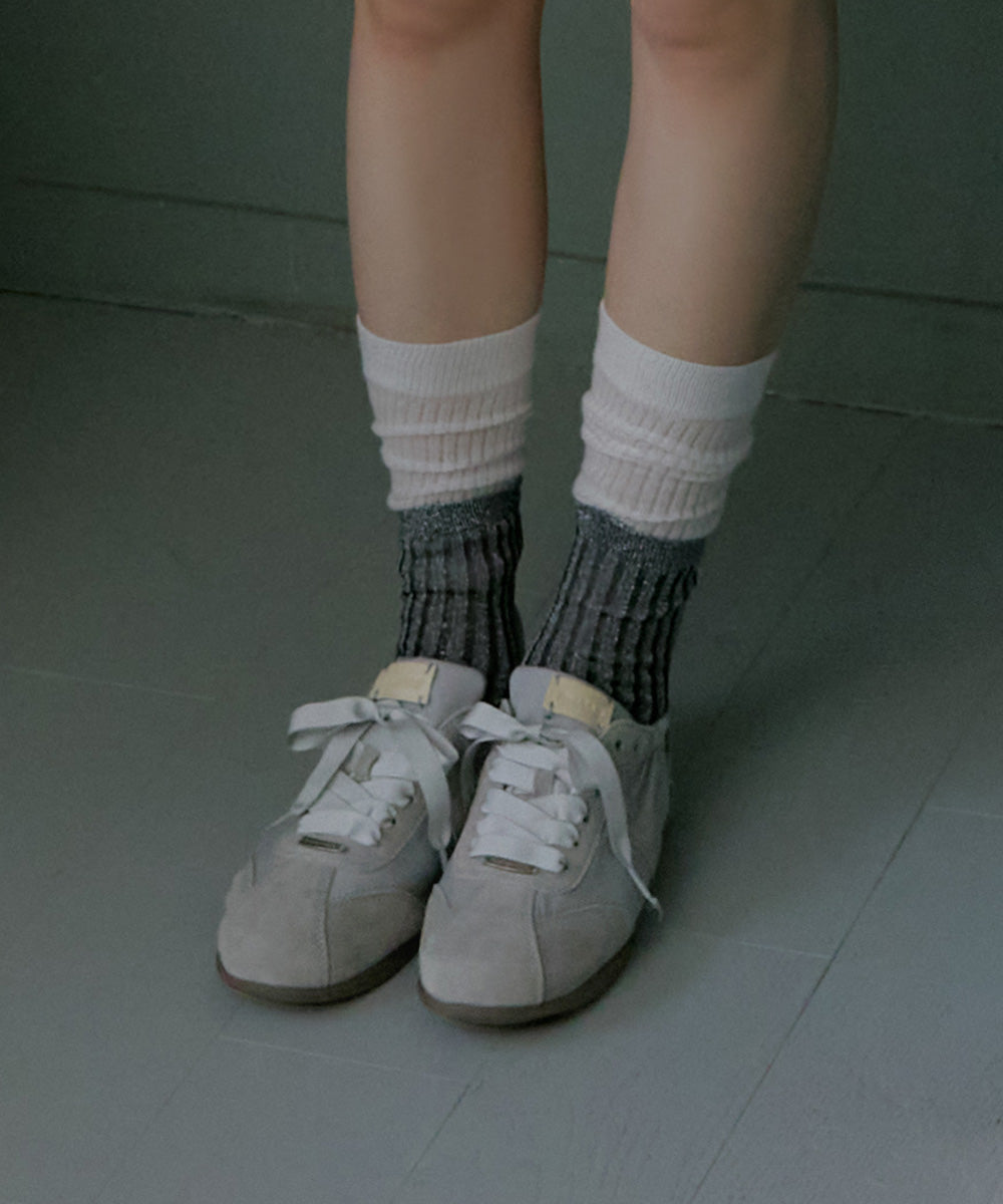 รองเท้าผ้าใบ SCRUNCH FLAT SNEAKERS - GREY
