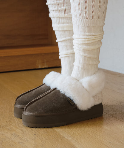 รองเท้าเปิดส้น CLOUDY FLATFORM FUR SLINGBACK - COCOA