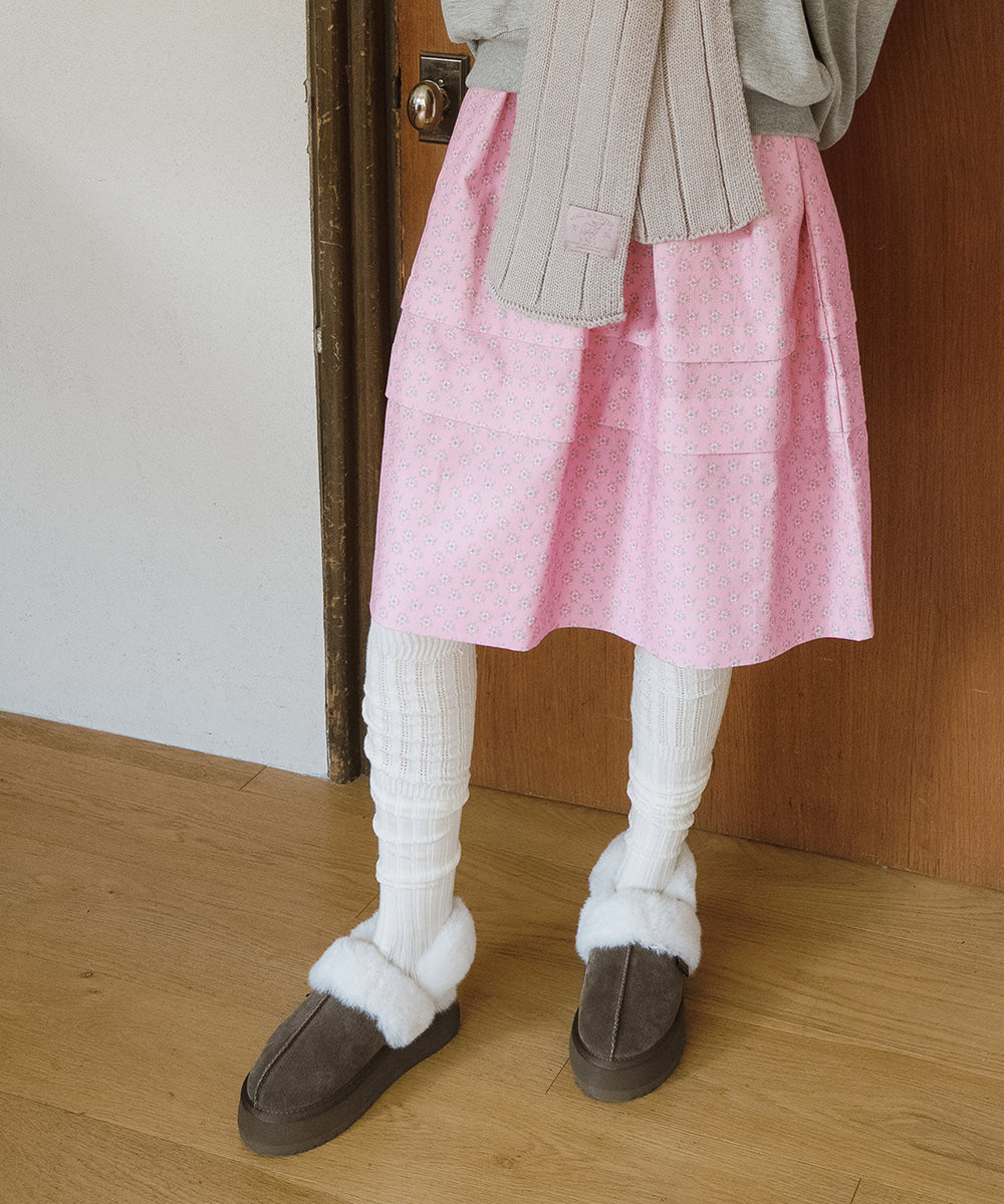 รองเท้าเปิดส้น CLOUDY FLATFORM FUR SLINGBACK - COCOA