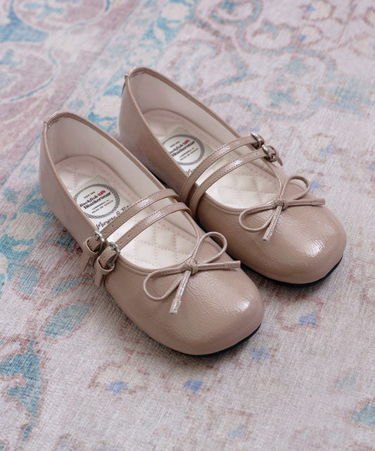 รองเท้าแมรี่เจน SQUARE TOE TWO STRAP MARYJANE ENAMEL - PINK BEIGE