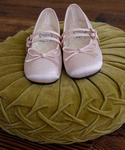 รองเท้าแมรี่เจน SQUARE TOE TWO STRAP MARYJANE SATIN - PINK