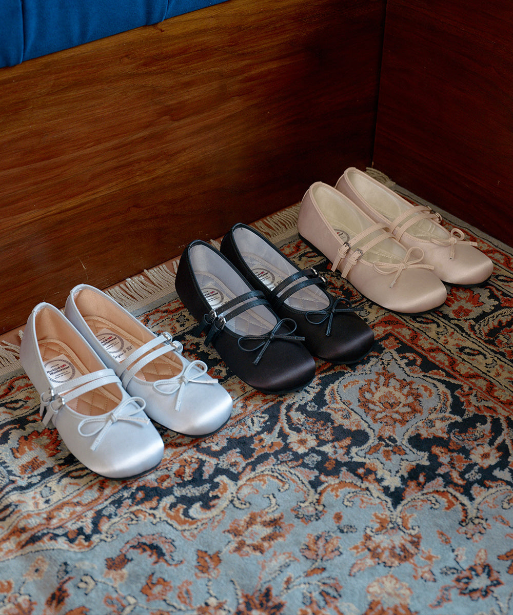 รองเท้าแมรี่เจน SQUARE TOE TWO STRAP MARYJANE SATIN - PINK