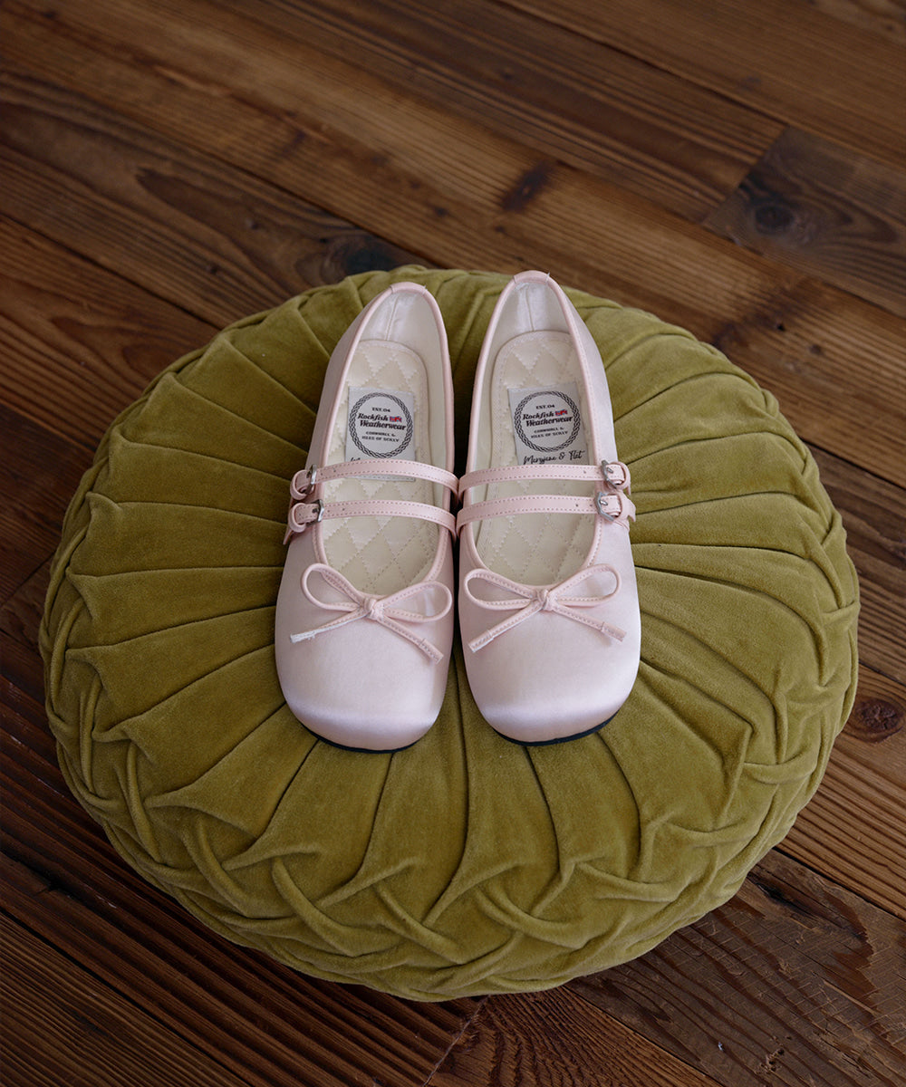 รองเท้าแมรี่เจน SQUARE TOE TWO STRAP MARYJANE SATIN - PINK