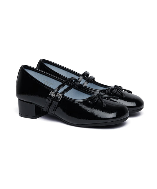 รองเท้าแมรี่เจน SQUARE TOE TWO STRAP MARYJANE (4CM) - BLACK