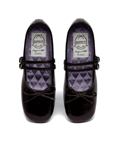 รองเท้าแมรี่เจน SQUARE TOE TWO STRAP MARYJANE (4CM) - BROWN