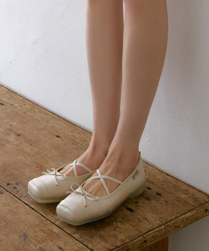 TOE CAP BALLET FLATS - BEIGE