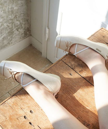 TOE CAP BALLET FLATS - BEIGE