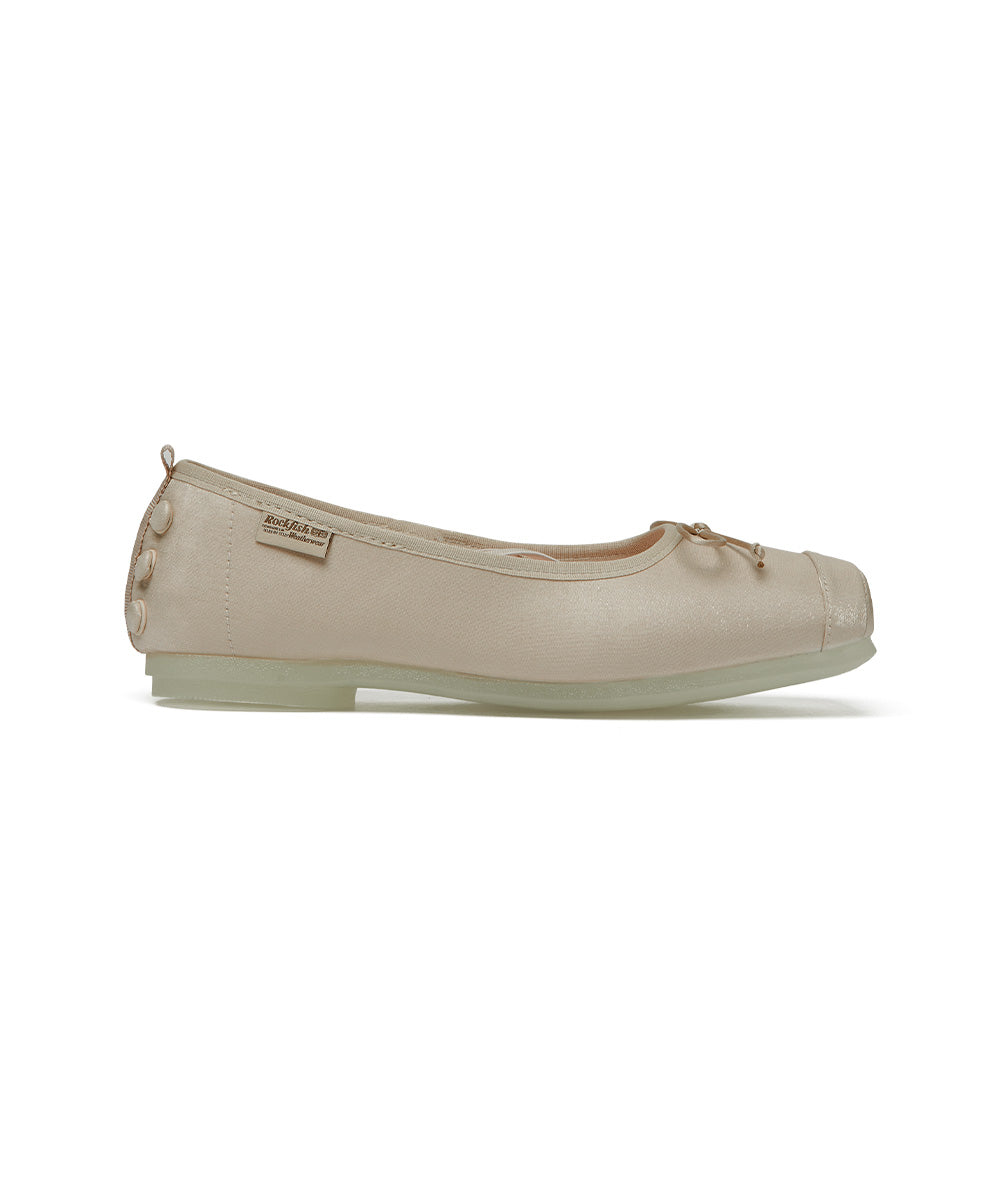 TOE CAP BALLET FLATS - BEIGE