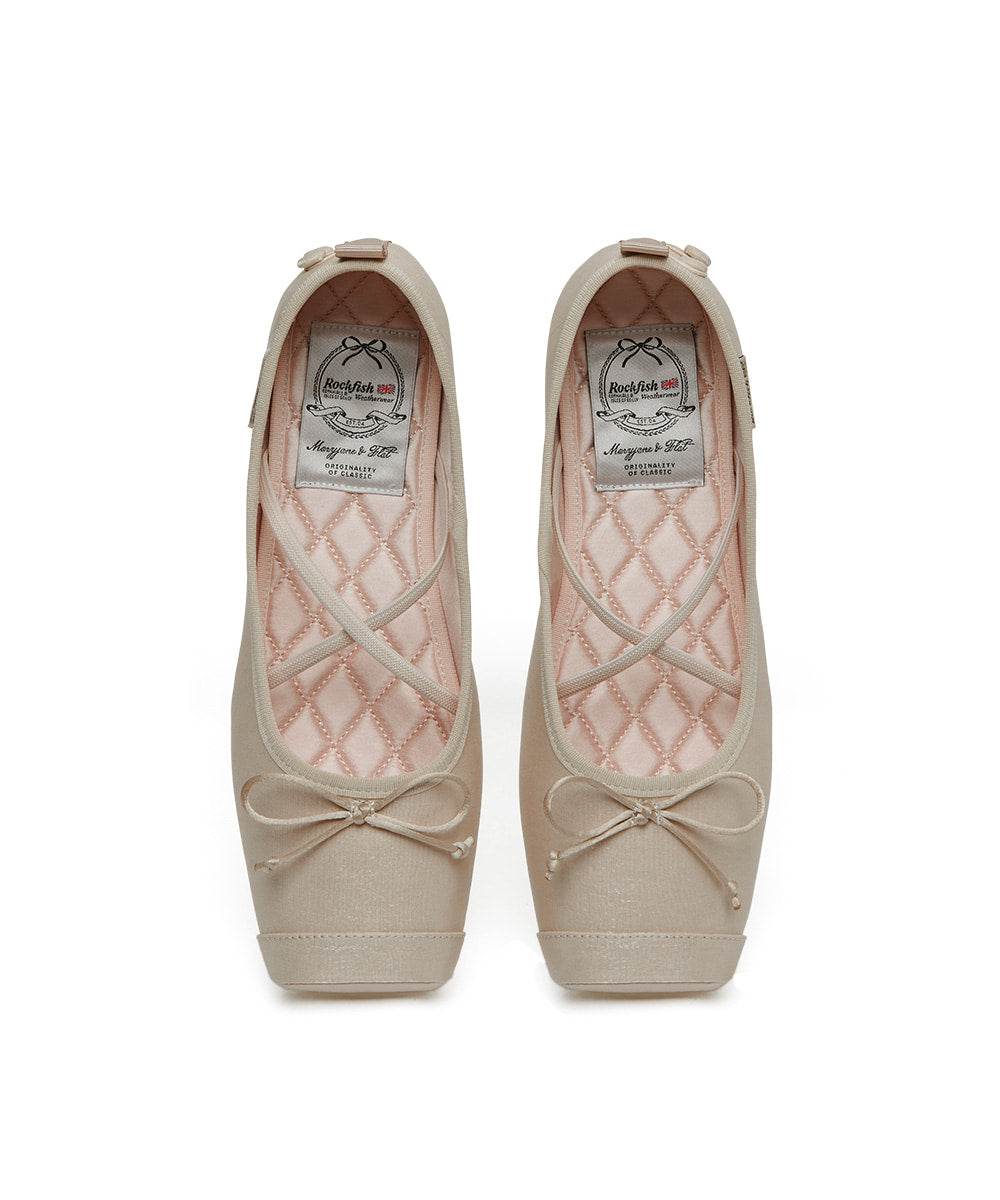 TOE CAP BALLET FLATS - BEIGE