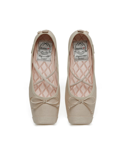 TOE CAP BALLET FLATS - BEIGE