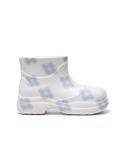 X MINJUKIM FLORAL SHADOW BOOTS SHORT - WHITE