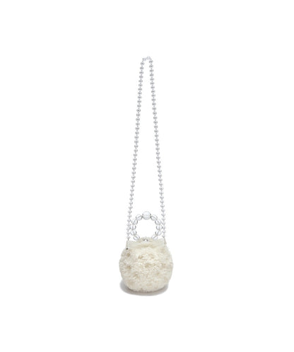 X SUSAN FANG FURRY BUBBLE BOW BAG - WHITE