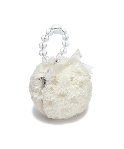 X SUSAN FANG FURRY BUBBLE BOW BAG - WHITE