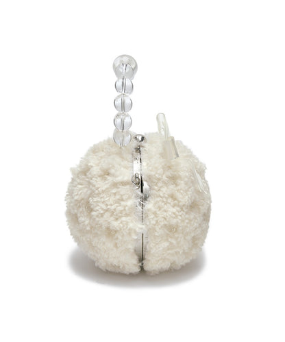 X SUSAN FANG FURRY BUBBLE BOW BAG - WHITE