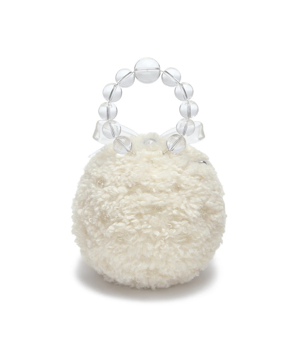 X SUSAN FANG FURRY BUBBLE BOW BAG - WHITE