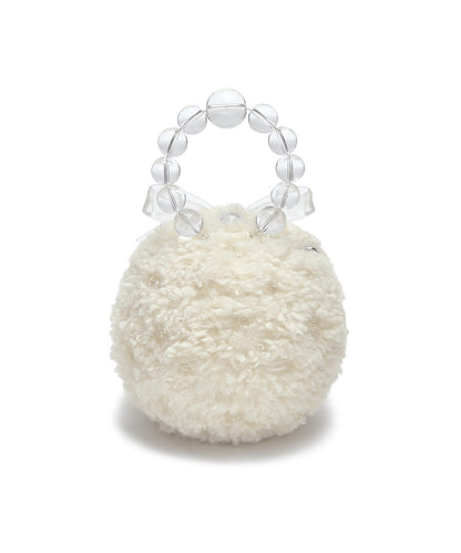 X SUSAN FANG FURRY BUBBLE BOW BAG - WHITE