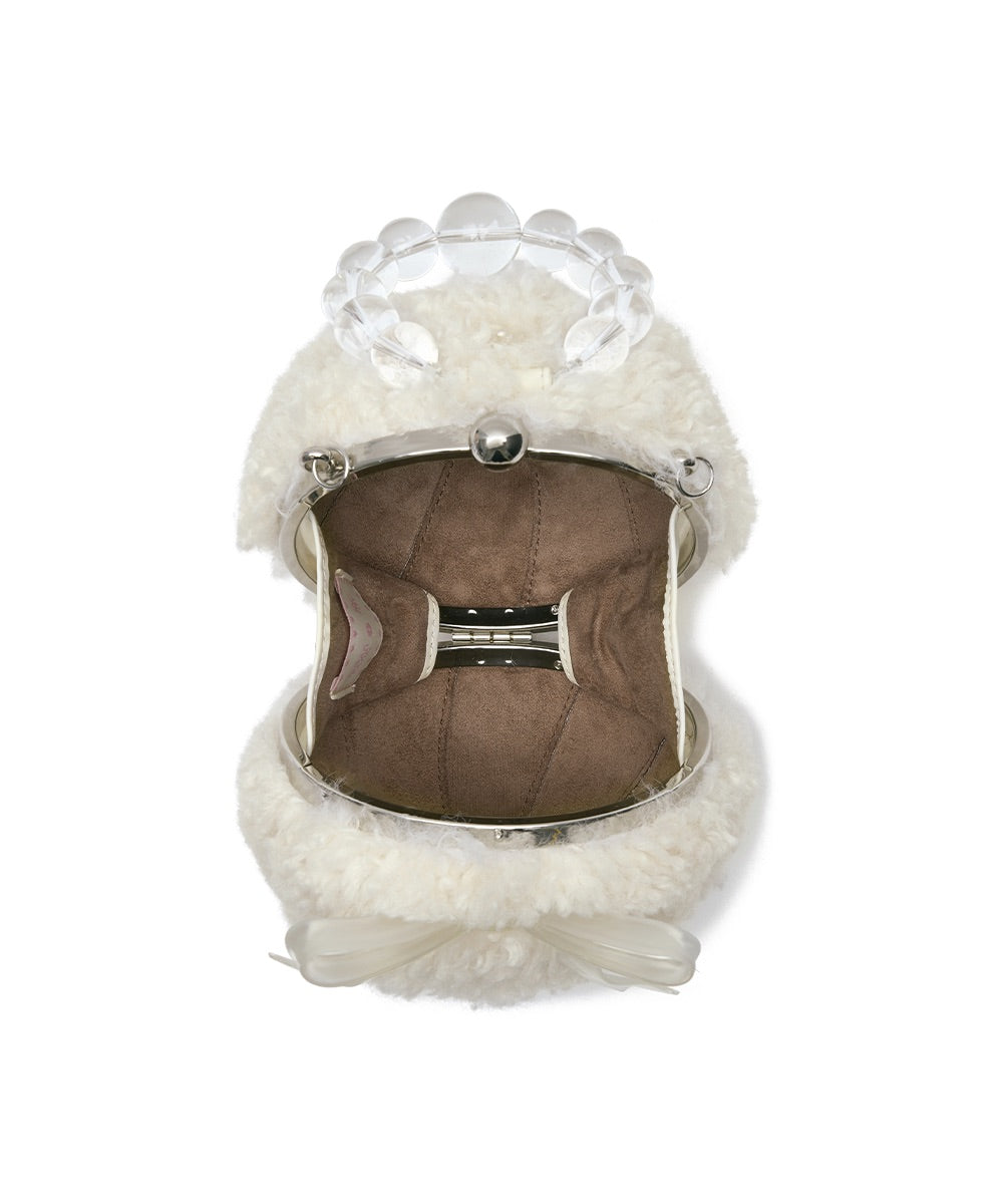 X SUSAN FANG FURRY BUBBLE BOW BAG - WHITE