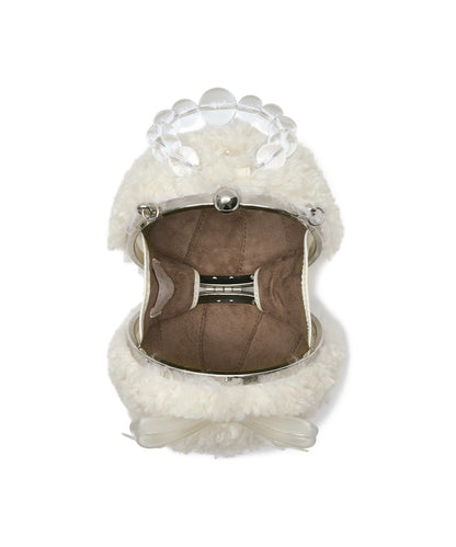 X SUSAN FANG FURRY BUBBLE BOW BAG - WHITE