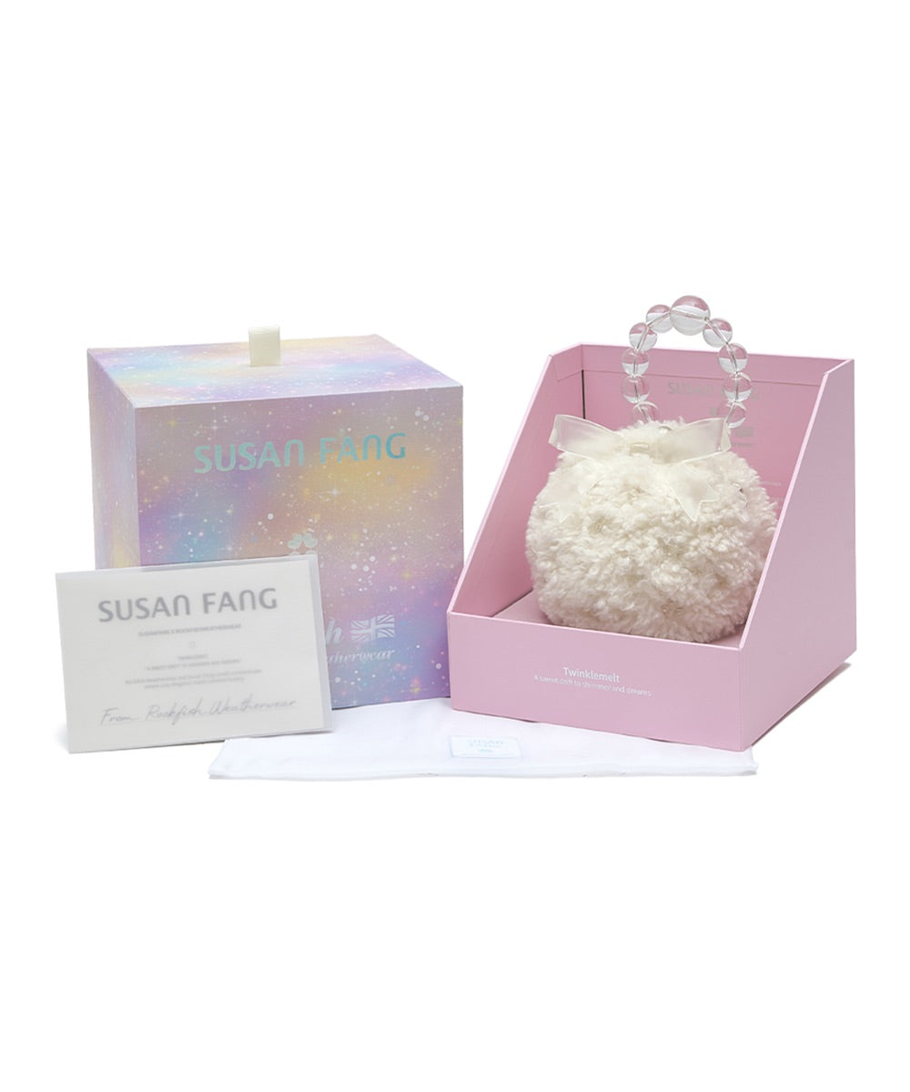X SUSAN FANG FURRY BUBBLE BOW BAG - WHITE