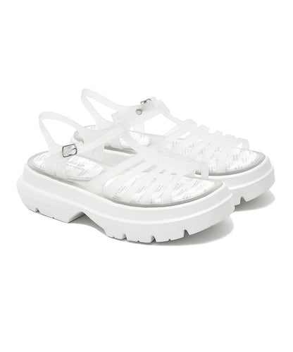 รองเท้าเจลลี่ GLAIR FLATFORM STRAPPY SANDALS - MATT WHITE
