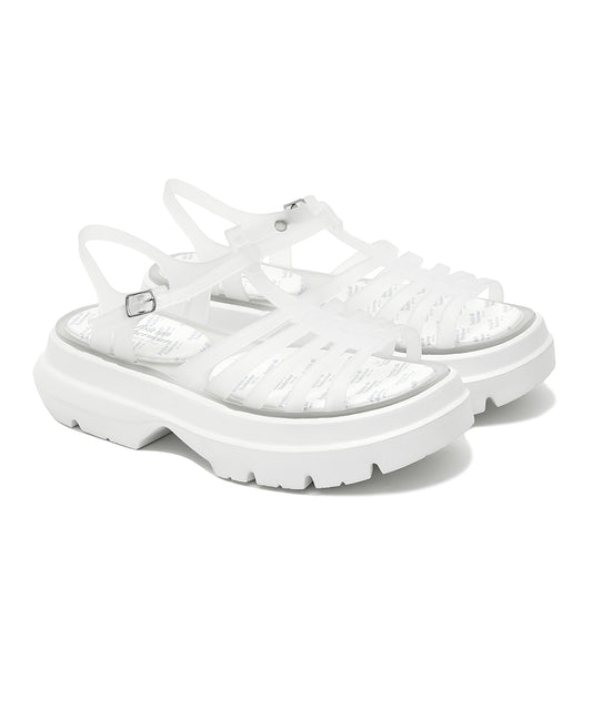 รองเท้าเจลลี่ GLAIR FLATFORM STRAPPY SANDALS - MATT WHITE