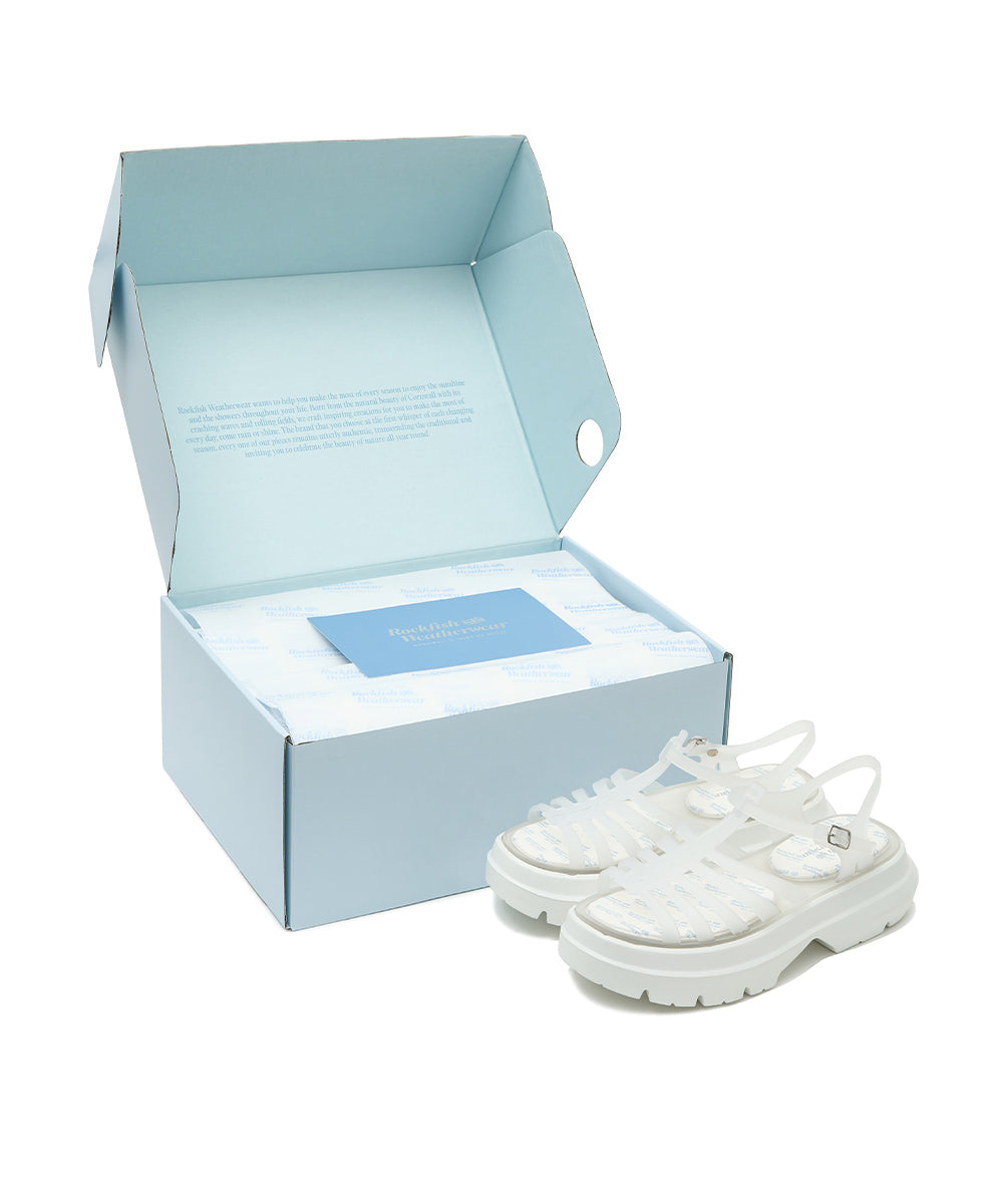 รองเท้าเจลลี่ GLAIR FLATFORM STRAPPY SANDALS - MATT WHITE