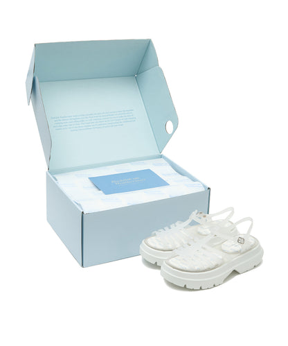 รองเท้าเจลลี่ GLAIR FLATFORM STRAPPY SANDALS - MATT WHITE