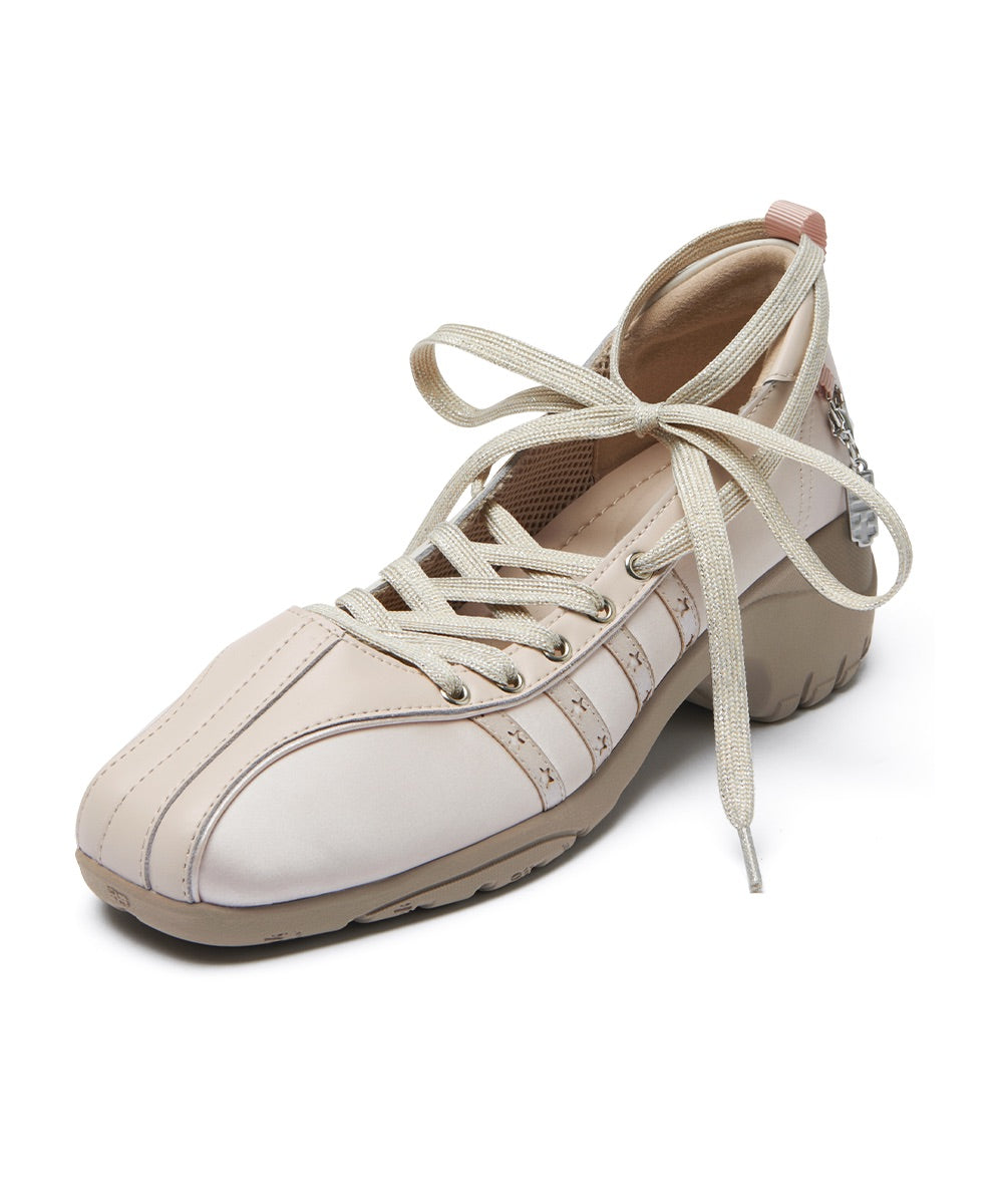 รองเท้าผ้าใบ X ILLIT BLISS HEELS LACEUP SNEAKERS - PINK BEIGE