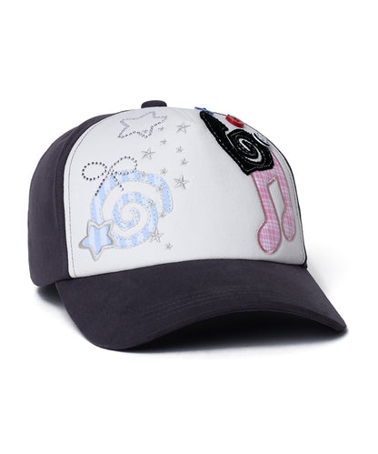 หมวกแก๊ป X ILLIT PATCHWORK CAP - DARK GREY