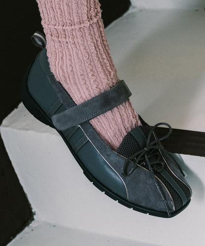 รองเท้าผ้าใบ BLISS VELCRO SNEAKERS - CHARCOAL