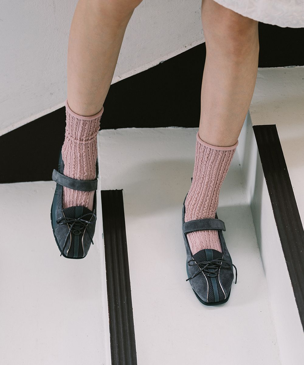 รองเท้าผ้าใบ BLISS VELCRO SNEAKERS - CHARCOAL