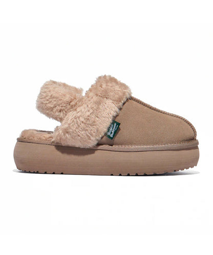 รองเท้าเปิดส้น CLOUDY FLATFORM FUR SLINGBACK - COCOA