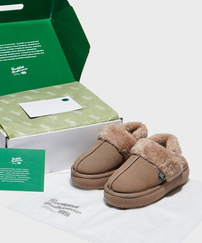 รองเท้าเปิดส้น CLOUDY FLATFORM FUR SLINGBACK - COCOA