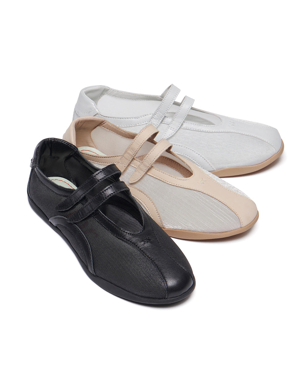 รองเท้าผ้าใบ TWIN SHEER MESH SNEAKER - BLACK