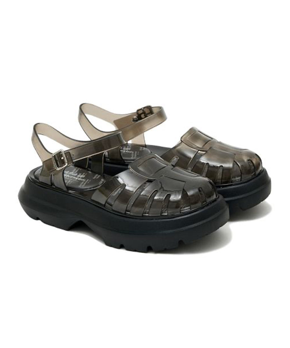 รองเท้าเจลลี่ GLAIR FLATFORM FISHERMAN SANDALS - CLEAR BLACK