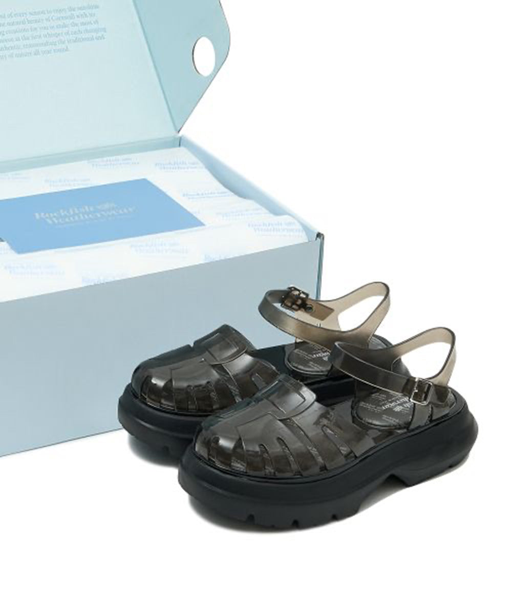 รองเท้าเจลลี่ GLAIR FLATFORM FISHERMAN SANDALS - CLEAR BLACK